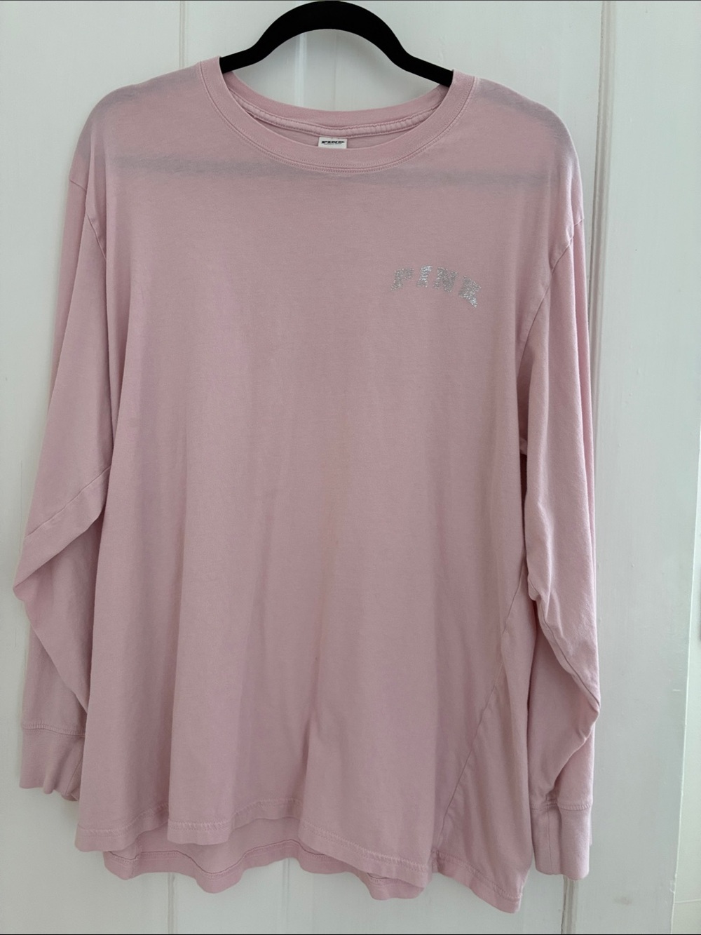PINK Victoria's Secret Dusty Pink Long Sleeve Tee with Sparkle Logo